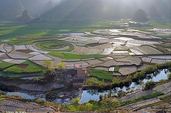 Steen Heilesen: Before sunset, plastic greenhouses, 1000 peaks, Xingyi, Guizhou Province, China.