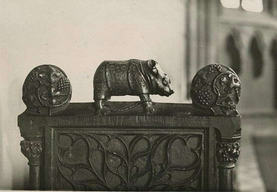 Rhinoceros statuette on the stalls in the choir of Minden’s Saint Martin church, 1520