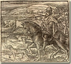 Johannes Sambucus y sus dos perros Bombo y Madel. Emblema 126 de sus Emblemata (primera edicin, 1564)